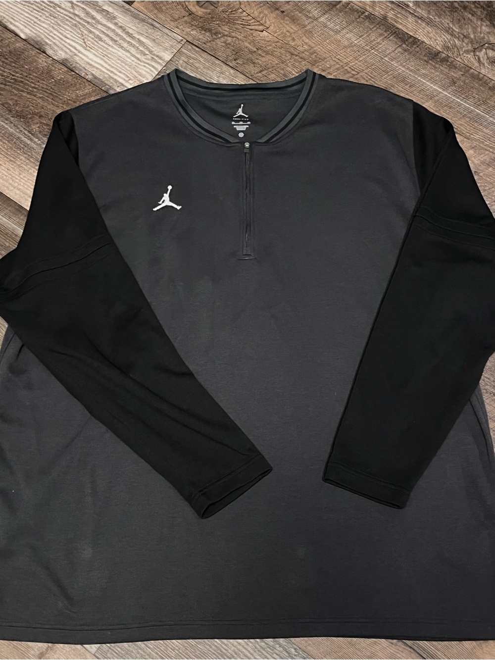 Nike Men's Black and Charcoal Long-Sleeve Quarter-Zip Performance Shirt